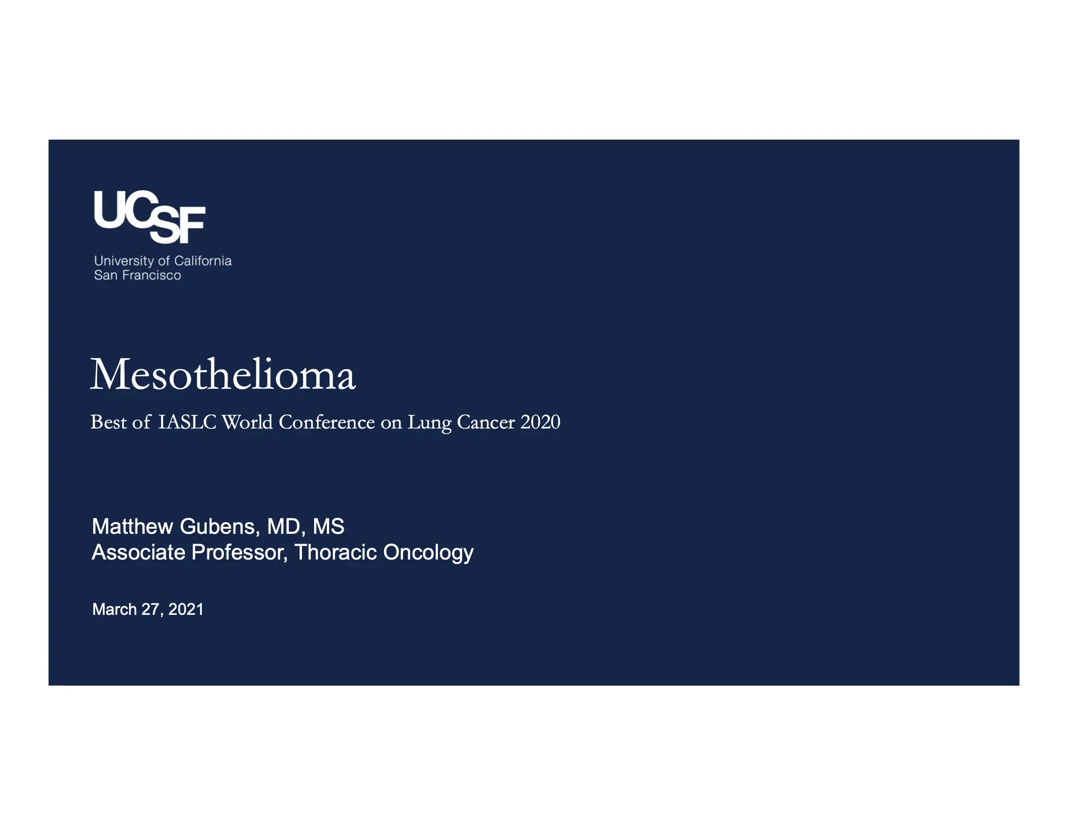 Mesothelioma and Thymoma – Limited and Advanced Stage