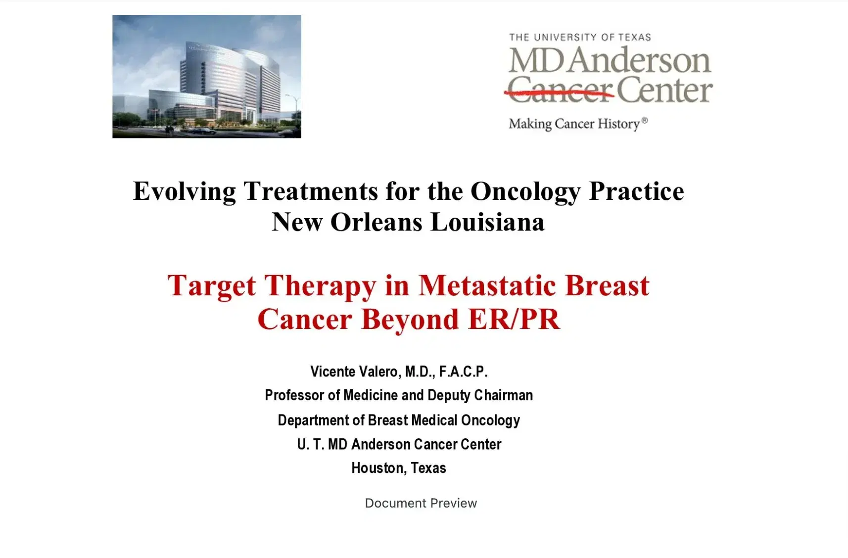 2022 MLS New Orleans | Targeted Therapy in Breast Cancer Beyond ER/PR