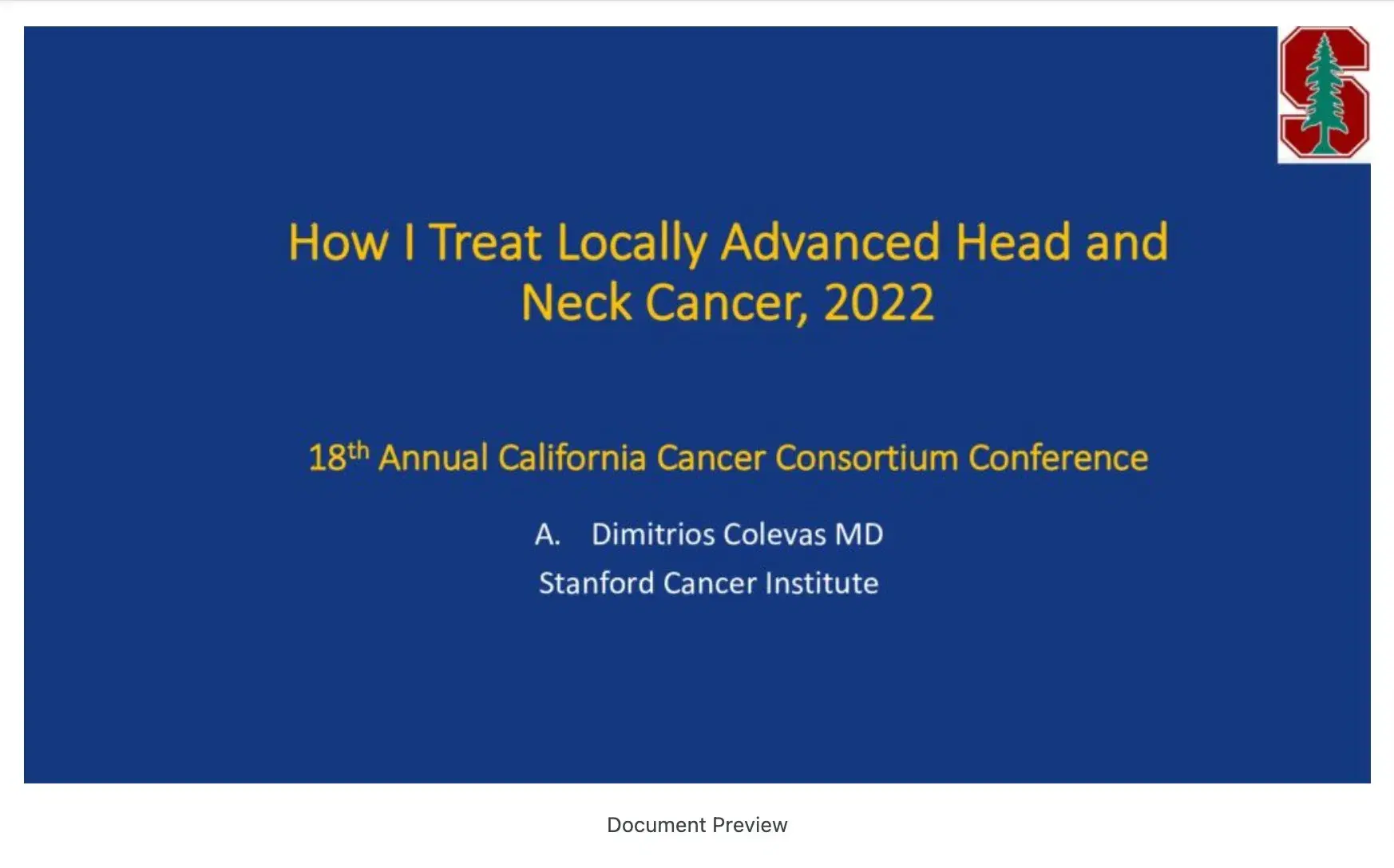 2022 CCC | How I Treat Locally Advanced Head and Neck Cancer