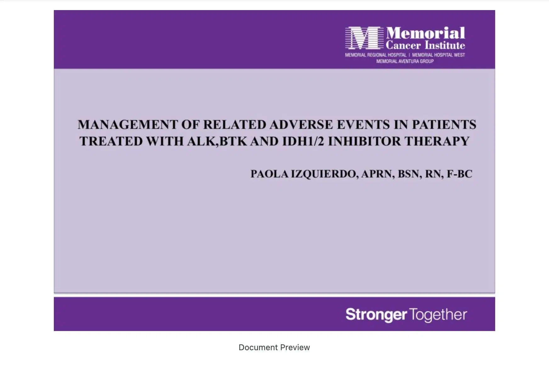 2022 NOSCM | Management of Side Effects of Soome Common Targeted Therapies (ALK/BTK/IDH 1/2 Inbibitors