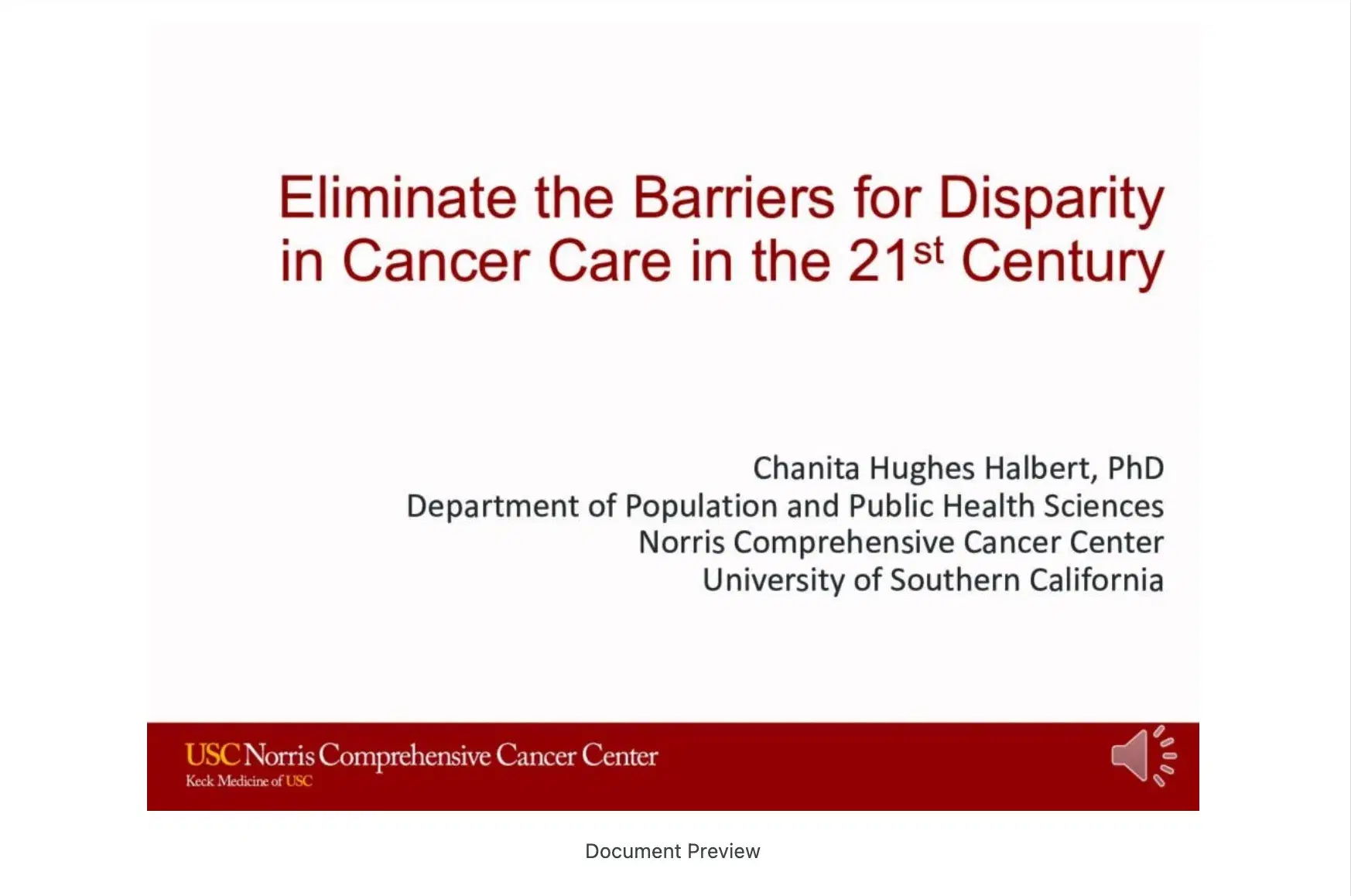 2022 NOSCM | Eliminate the Barriers for Disparity in Cancer Care in the 21st Century
