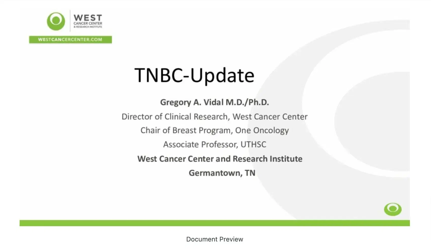 2022 MLS Nashville | Breast Cancer Update in Triple Negative Breast Cancer