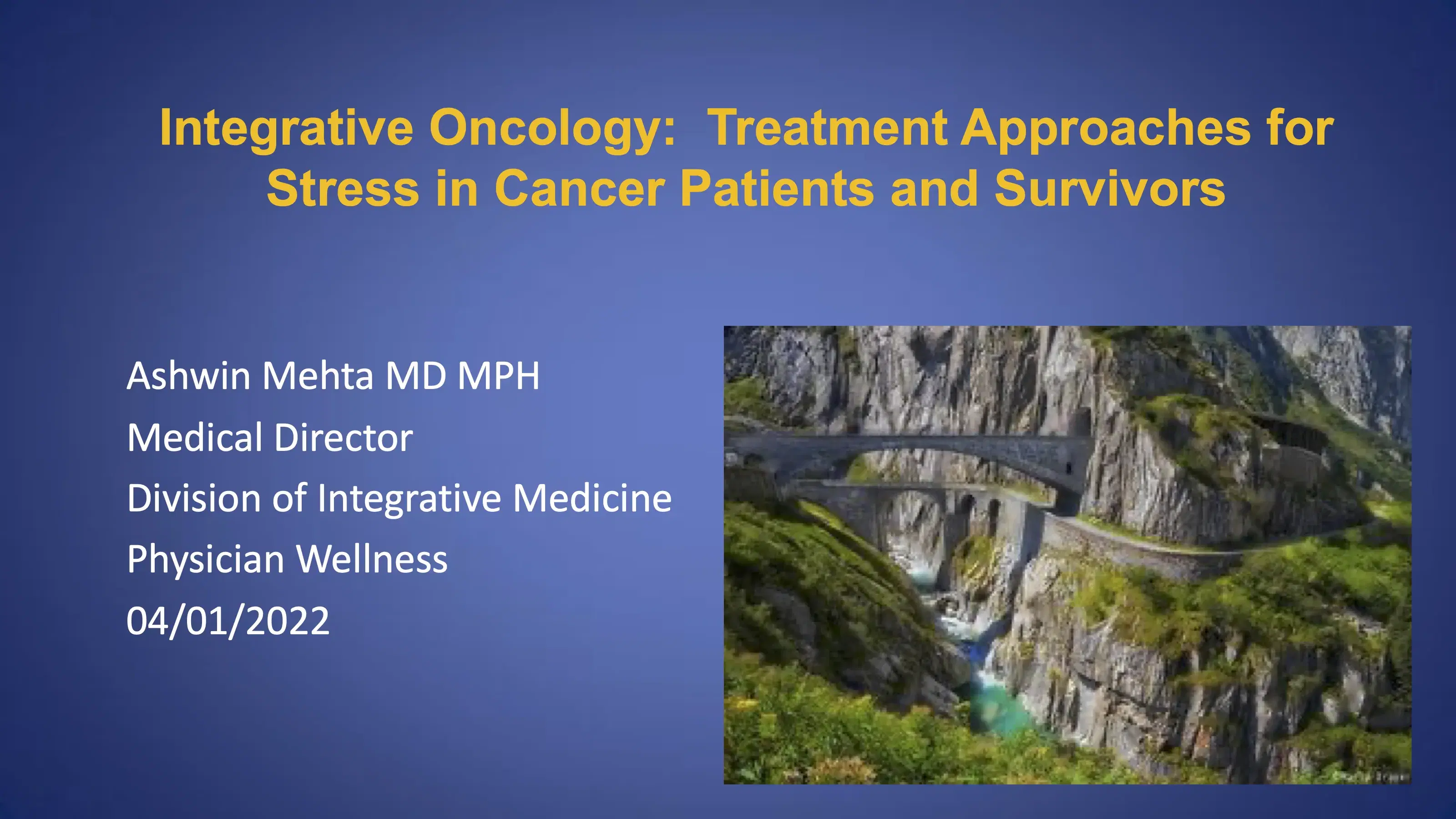 2022 MCM | Integrative Oncology: Treatment Approaches for Stress in Cancer Patients and Survivors