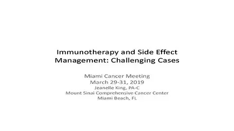 Immunotherapy and Side Effect Management: Challenging Cases
