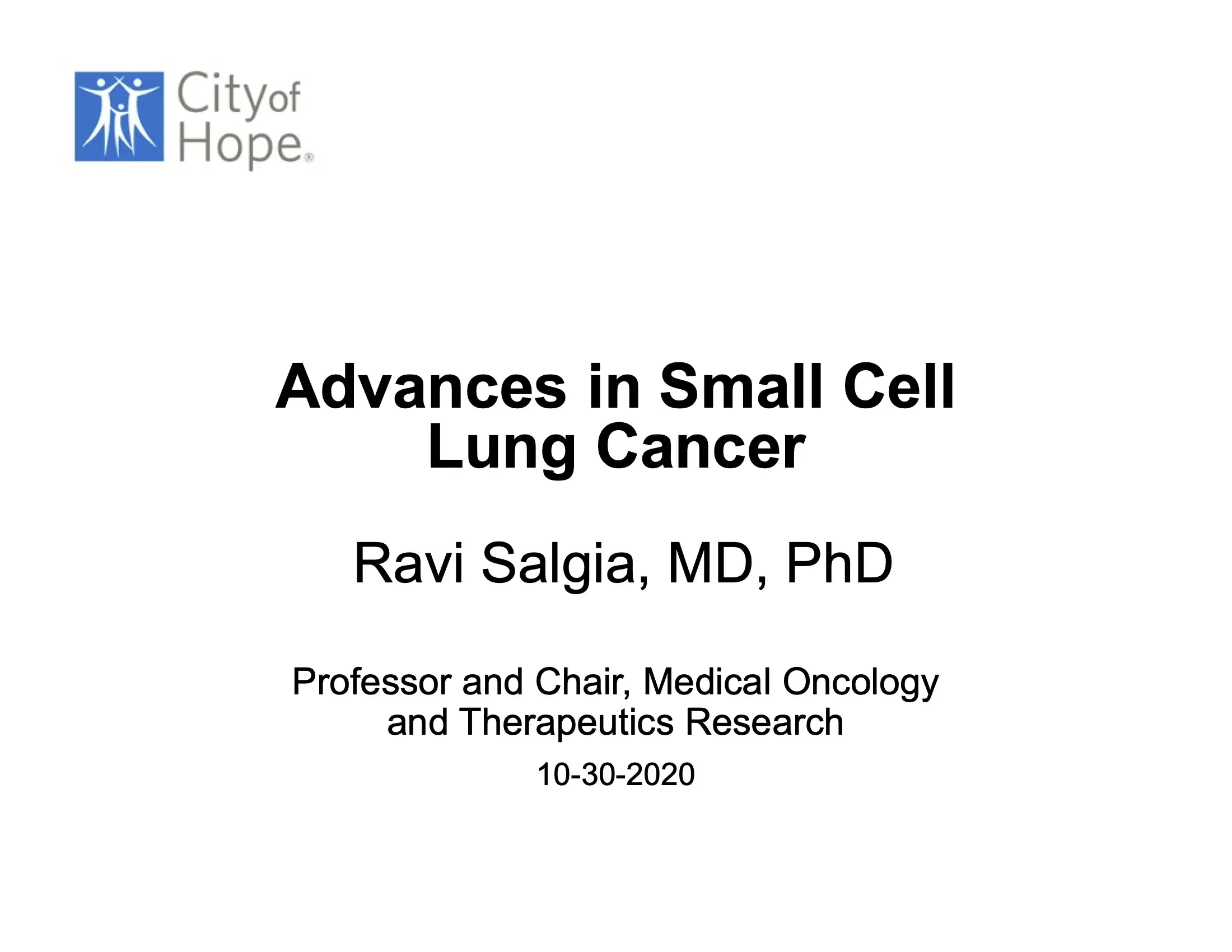 Advances in Small Cell Lung Cancer