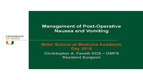 Management of Post-Operative Nausea and Vomiting