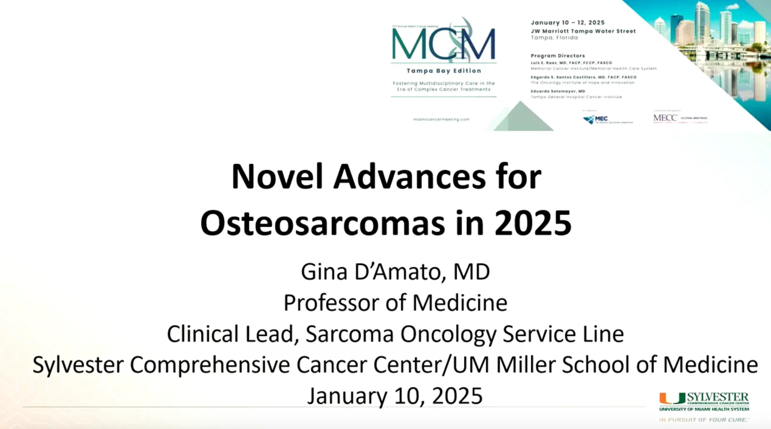 2025 MCM | Novel Advances for Osteosarcomas in 2025