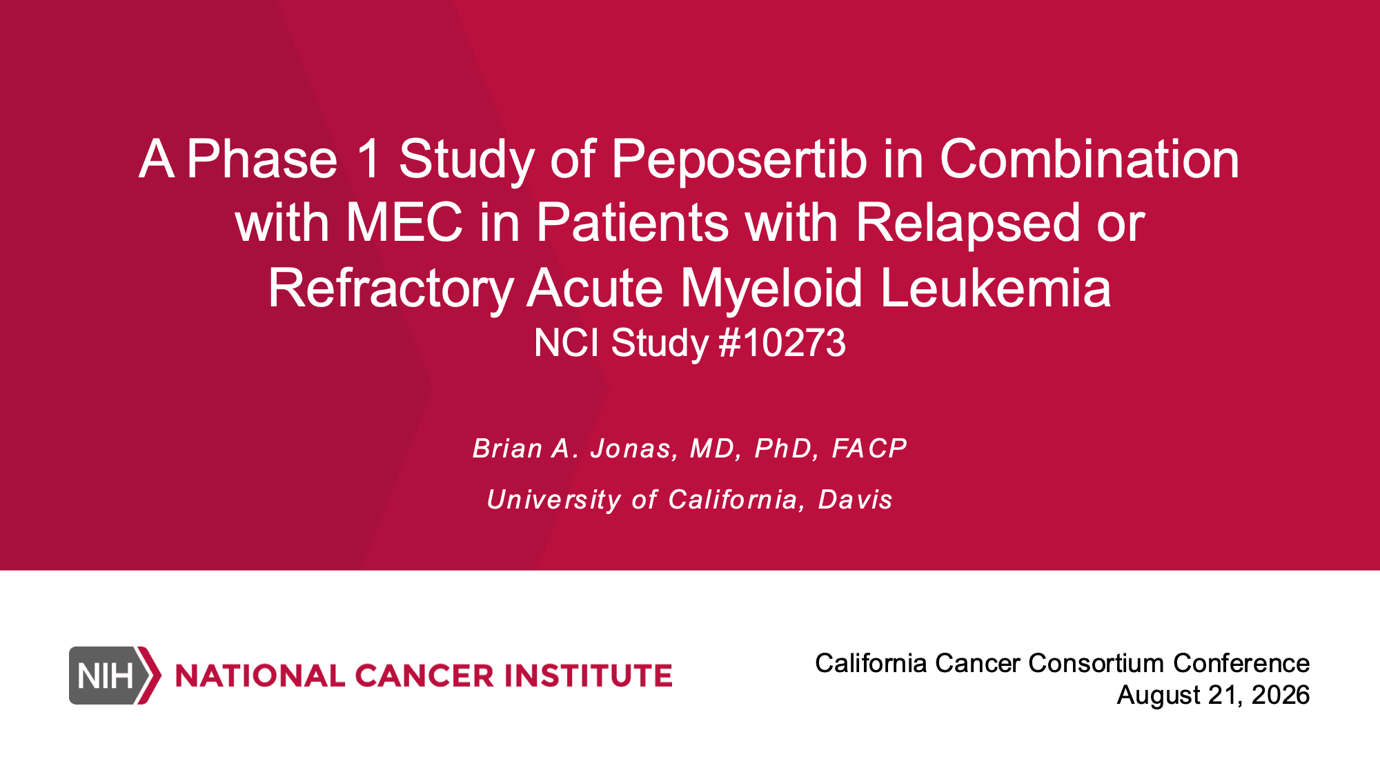 2026 CCC | A Phase 1 Study of M3814 in Combination with MEC in Patients with Relapsed or Refractory Acute Myeloid Leukemia