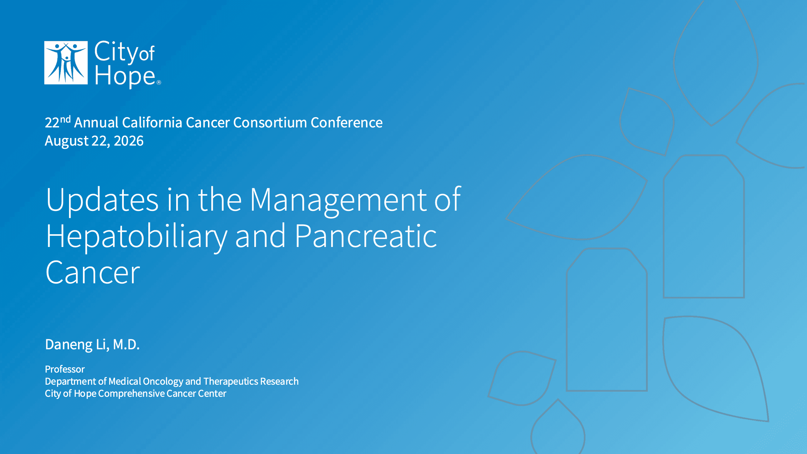 2026 CCC | Updates in the Management of Hepatocellular, Hepatobiliary and Pancreatic Cancer