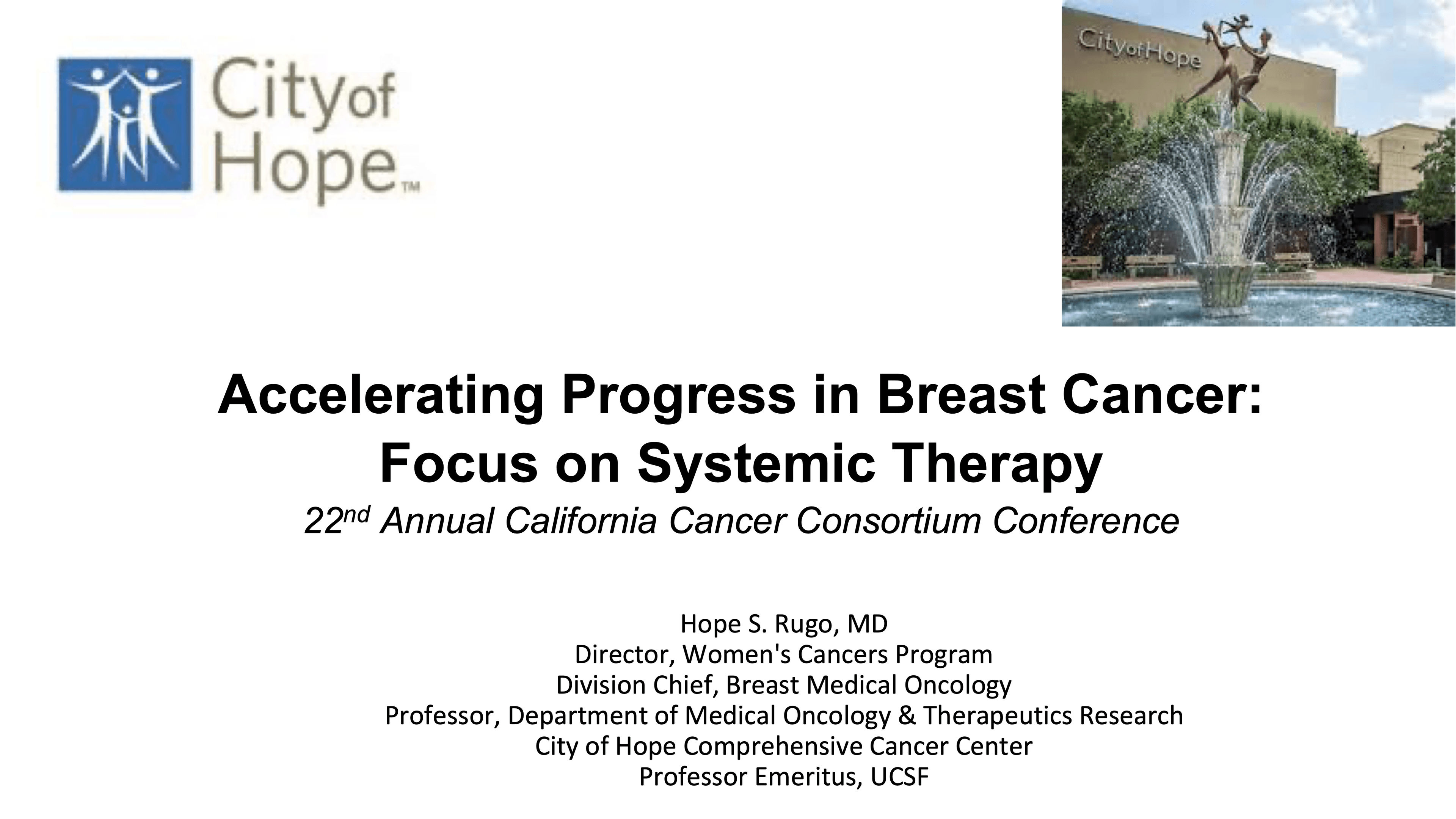 2026 CCC | Keynote Lecture: Accelerating Progress in Breast Cancer