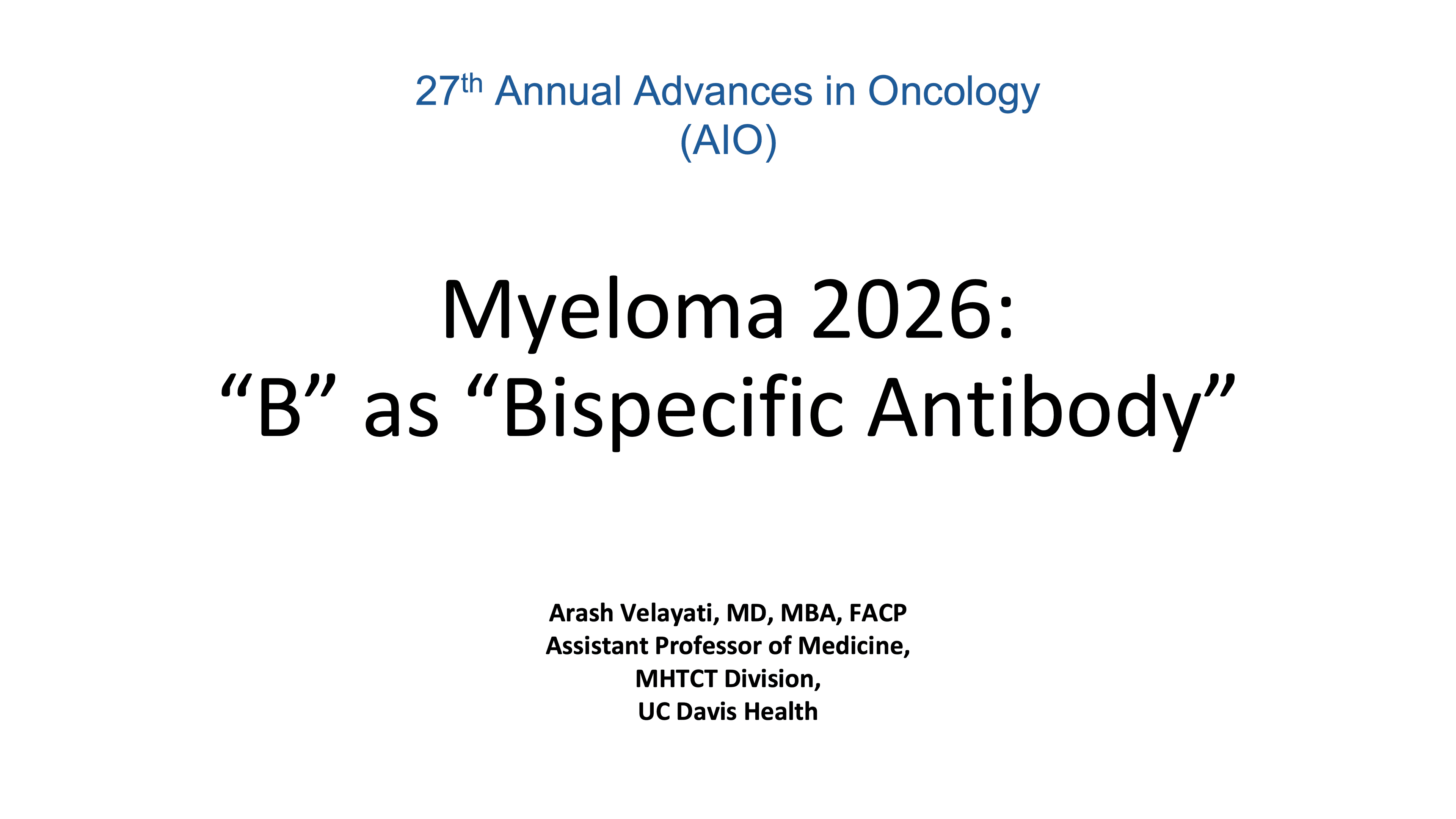 2026 AIO | Recent Updates in Multiple Myeloma