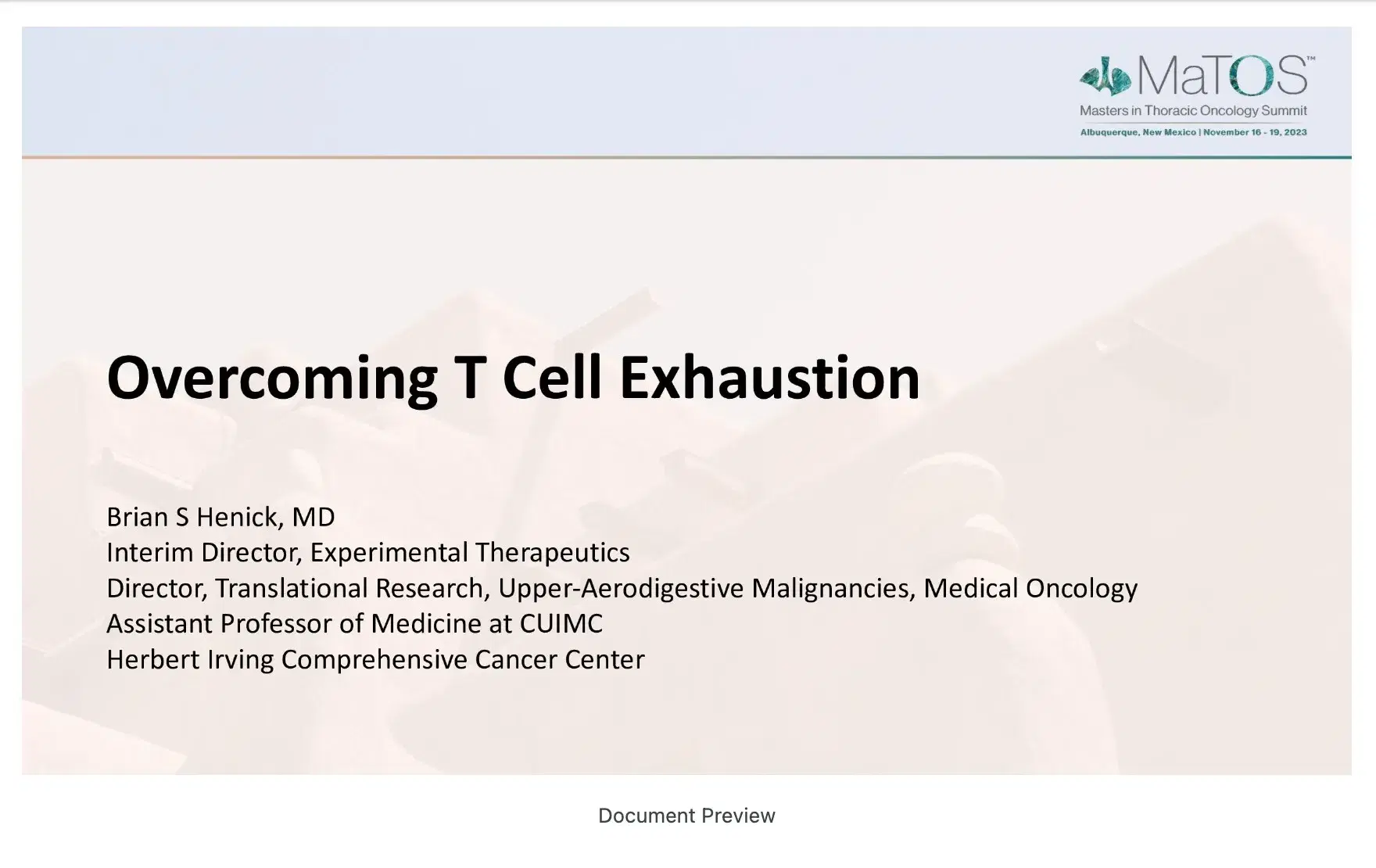 Overcoming T-Cell Exhaustion