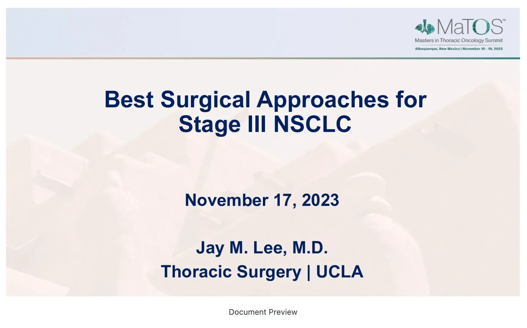 Best Surgical Approaches for Stage III NSCLC