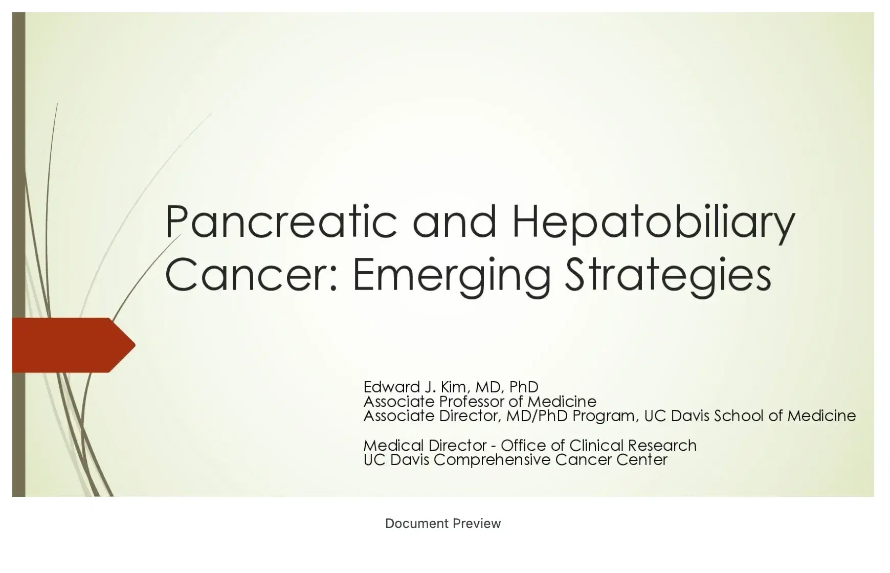 2023 CCC | Pancreatic and Hepatobiliary Cancer: Emerging Strategies