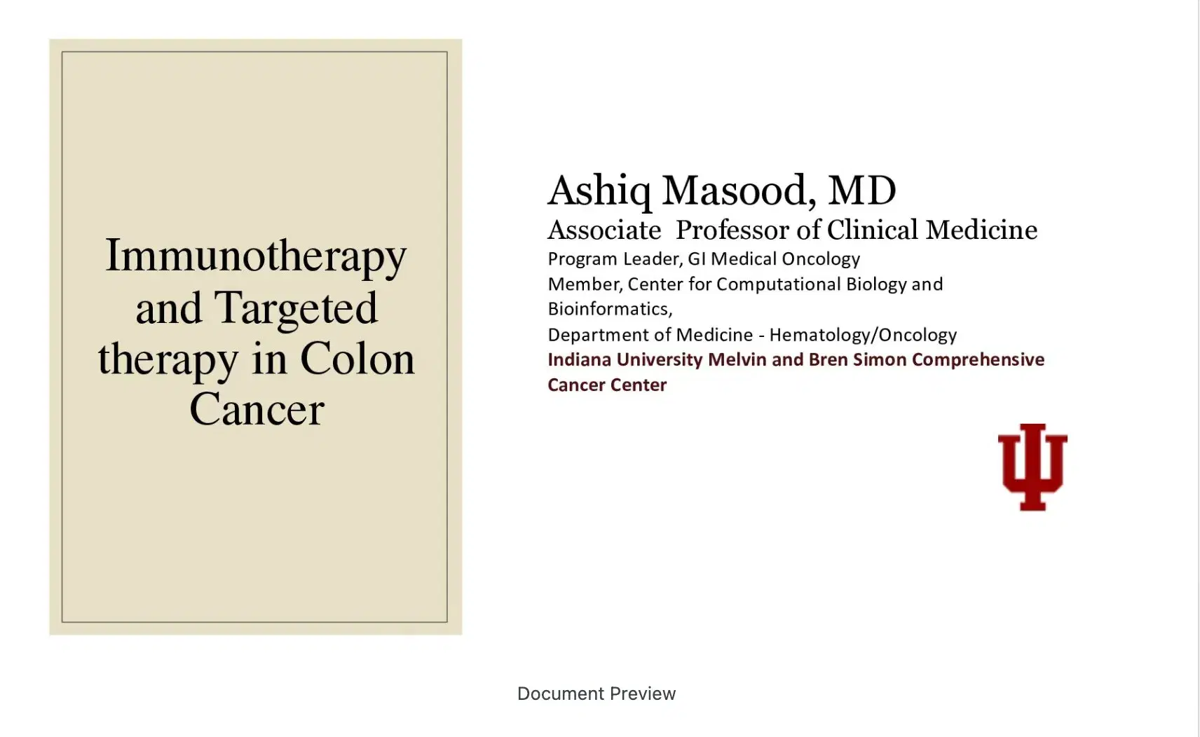 2023 MLS Arlington | Immunotherapy and Targeted Therapy in Colon Cancer